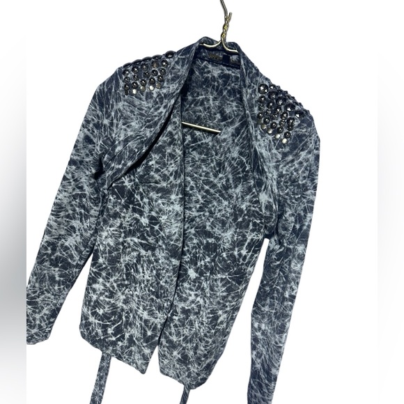 Bad B Vibes Acid Wash Look Akira Tie Back Studded Blazer Small - Picture 1 of 15